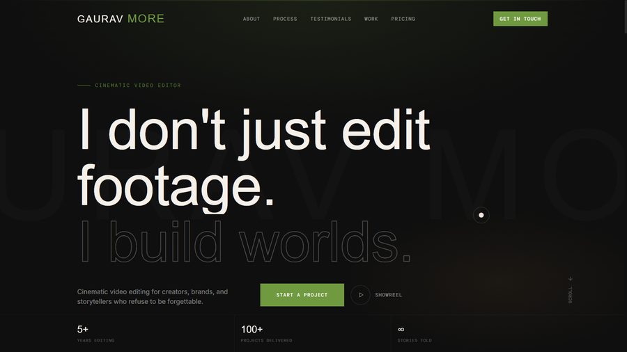Gaurav More video editor — portfolio website preview