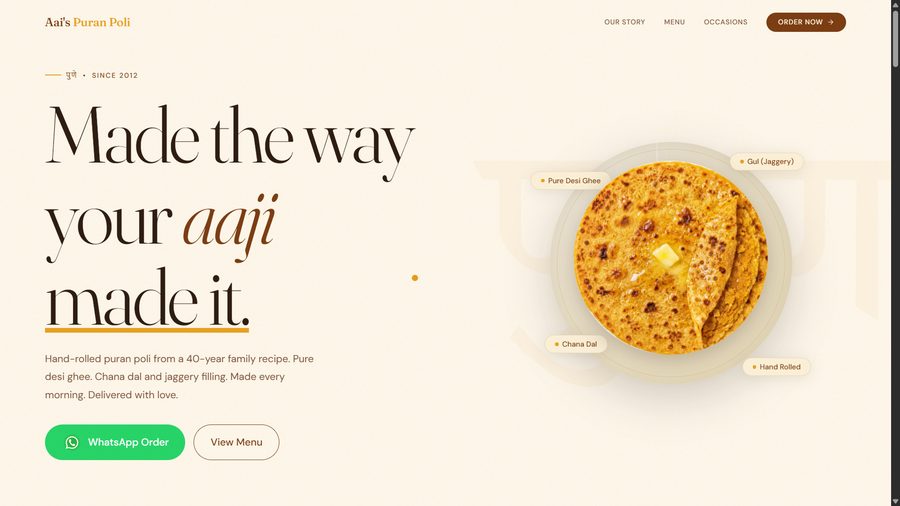 Aai's Puran Poli — website preview